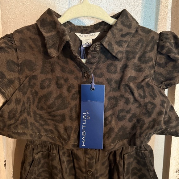 NWT Habitual Kids Brown Leopard Print Romper Toddler Girl Size 12 Mo - Picture 2 of 8